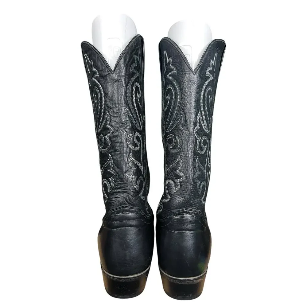 Justin Men’s Black Leather Western Cowboy Boots Size US 14 D